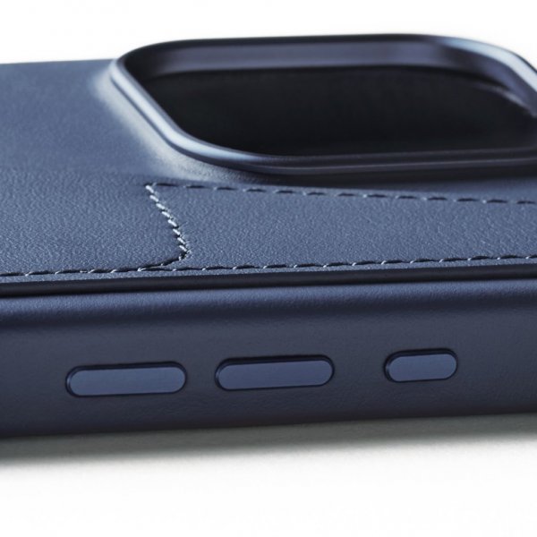 Mujjo iPhone 16 Pro Max Deksel Full Leather Wallet Case Monaco Blue