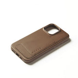 Mujjo iPhone 16 Pro Max Deksel Full Leather Wallet Case Dark Tan