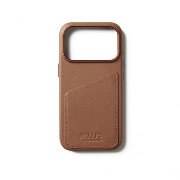 Mujjo iPhone 17 Pro Deksel Full Leather Wallet Case MagSafe Tan