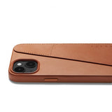 Mujjo iPhone 14 Plus Deksel Full Leather Wallet Case Tan