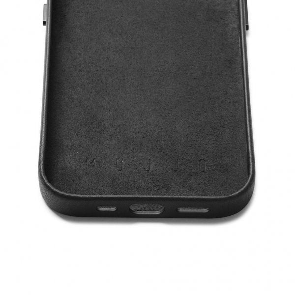 Mujjo iPhone 14 Deksel Full Leather Wallet Case Svart