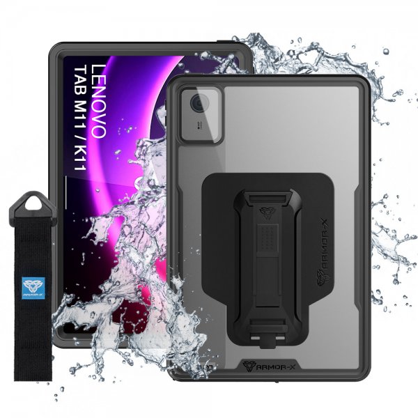 Armor-X Lenovo Tab M11 TB330 Deksel IP68 Waterproof Shock & Dust Proof Handstrap Kickstand X-Mount