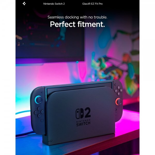 Spigen Nintendo Switch 2 Skjermbeskytter GLAS.tR EZ Fit Pro 2-pakning