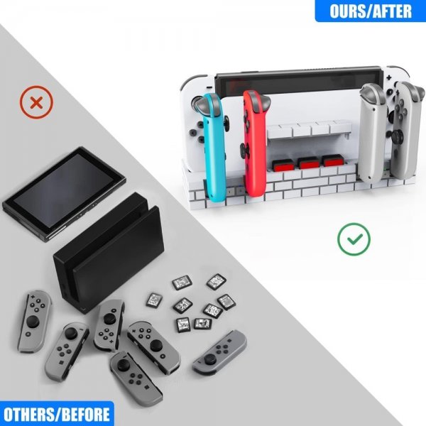 Nintendo Switch laderdock for Joy Cons med spilllagring svart