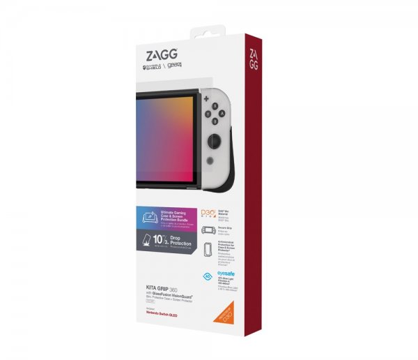 Gear4 Nintendo Switch OLED Deksel Skjermbeskytter Kita Grip 360 Clear