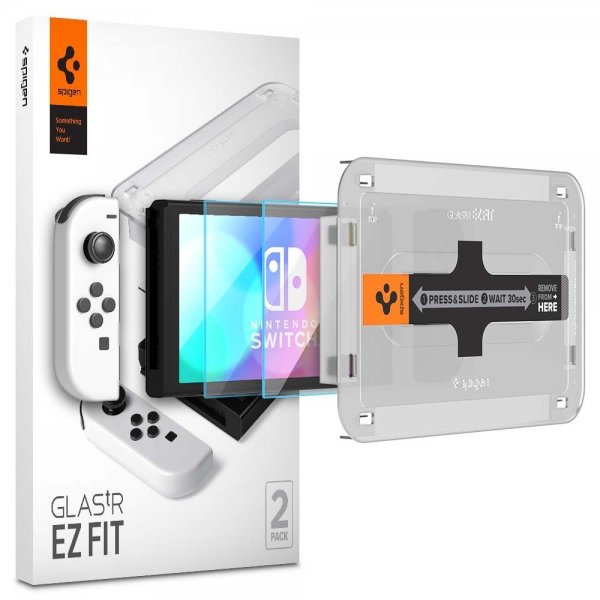 Spigen Nintendo Switch OLED Skjermbeskytter GLAS.tR EZ Fit 2-pakning