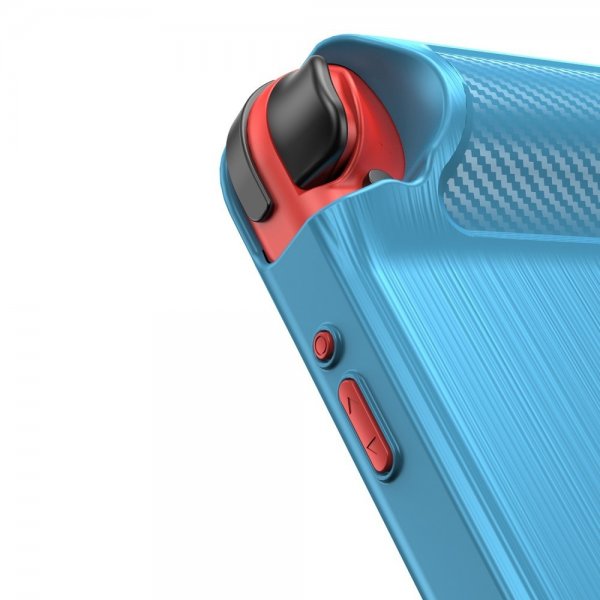 Nintendo Switch etui med børstet karbonfiber tekstur i blå