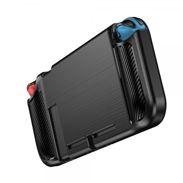 Nintendo Switch Etui Børstet Karbonfiber Tekstur Svart