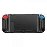 Nintendo Switch Etui Børstet Karbonfiber Tekstur Svart