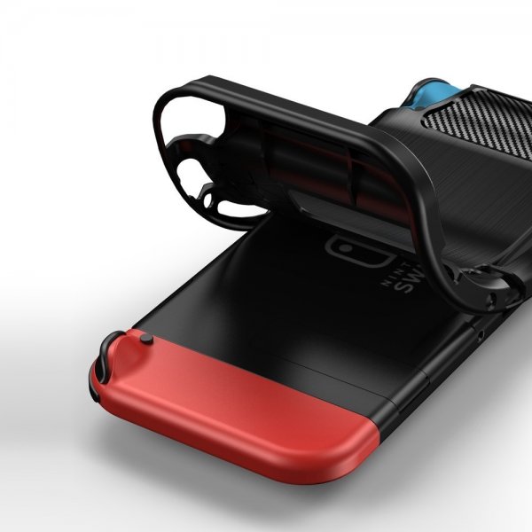Nintendo Switch Etui Børstet Karbonfiber Tekstur Svart