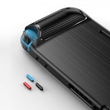 Nintendo Switch Etui Børstet Karbonfiber Tekstur Svart