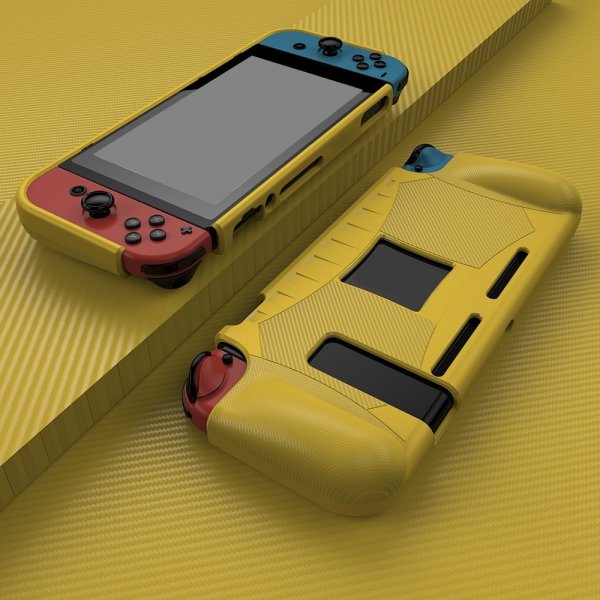 Nintendo Switch etui karbonfiber mønster gul