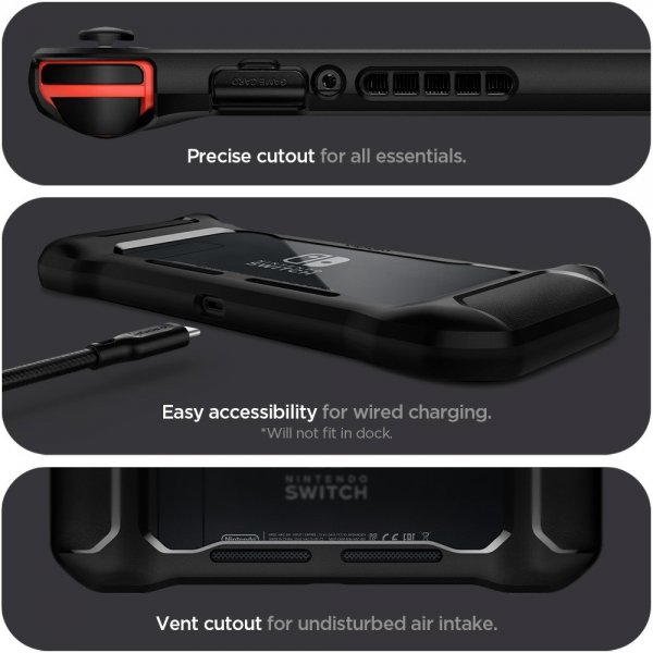 Spigen Nintendo Switch Deksel Rugged Armor Matte Black