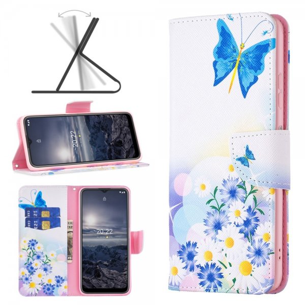Nokia G11/G21 Etui Motiv Sommerfugler Og Blomster