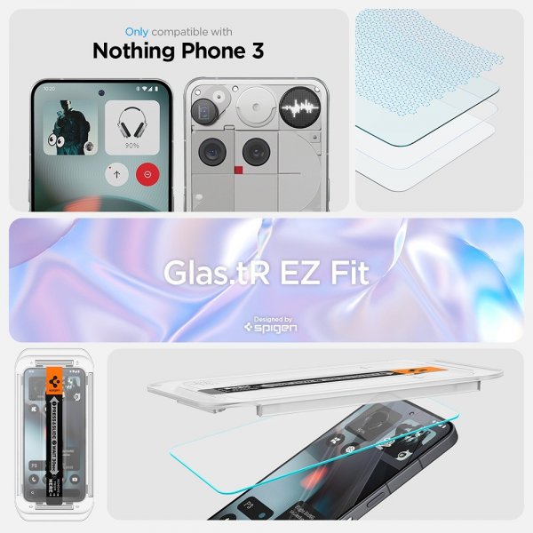Spigen Nothing Phone 3 Skjermbeskytter GLAS.tR EZ Fit 2-pakning