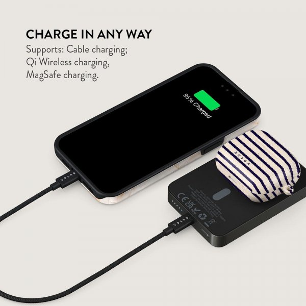 Burga Powerbank MagSafe 5000 mAh Old Money Metallgrå