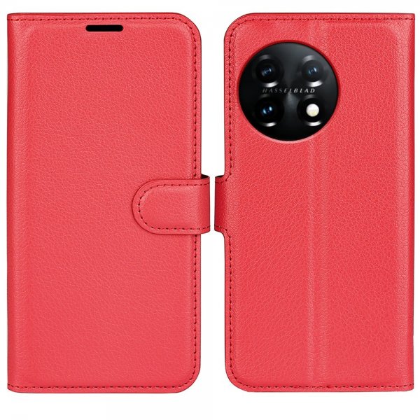 OnePlus 11 Etui Litchi Rød