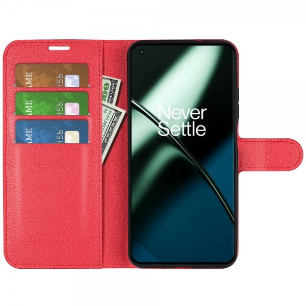 OnePlus 11 Etui Litchi Rød