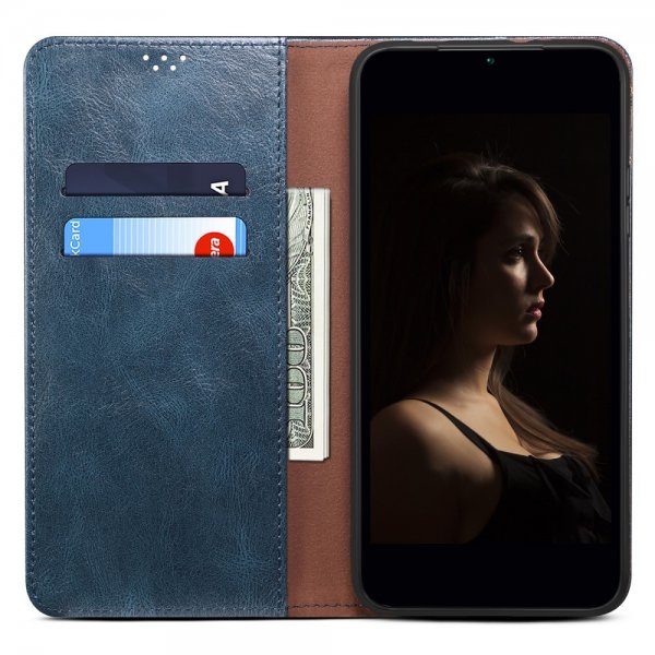 OnePlus 11 Etui Retro Skinntekstur Sydd Blå
