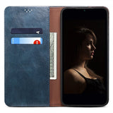 OnePlus 11 Etui Retro Skinntekstur Sydd Blå