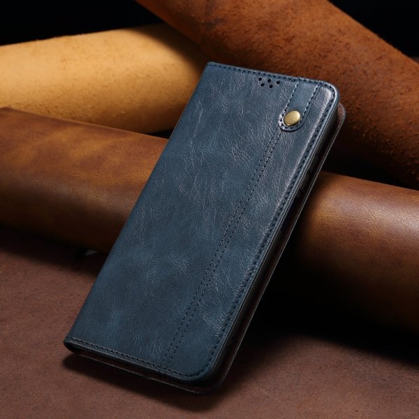 OnePlus 11 Etui Retro Skinntekstur Sydd Blå