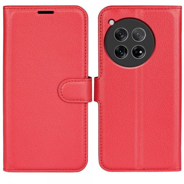 OnePlus 12 Etui Litchi Rød
