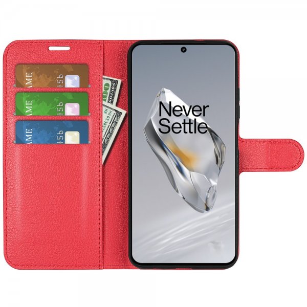 OnePlus 12 Etui Litchi Rød