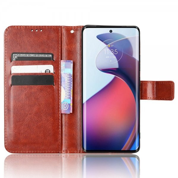 Motorola Edge 30 Fusion Etui Skinntekstur Brun