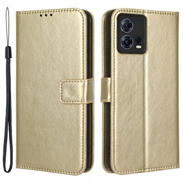 Motorola Edge 30 Fusion Etui Skinntekstur Gull