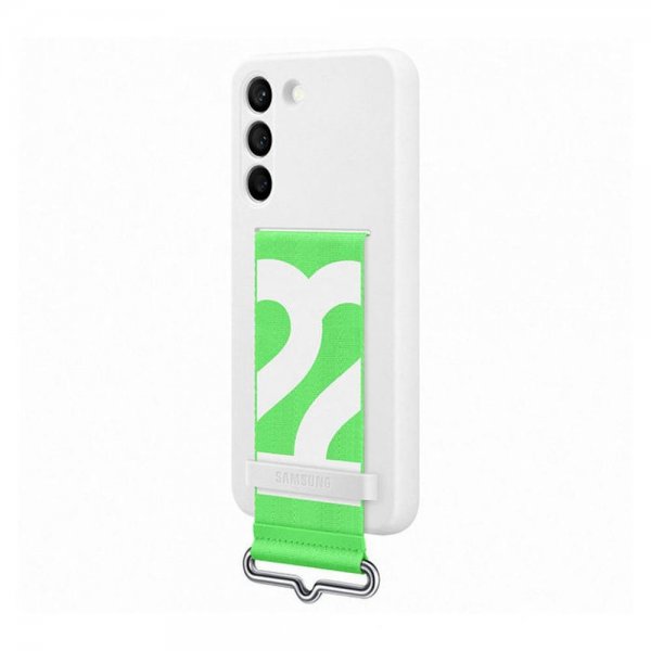 Samsung Original Galaxy S22 Plus Deksel Silicone Cover with Strap Hvit