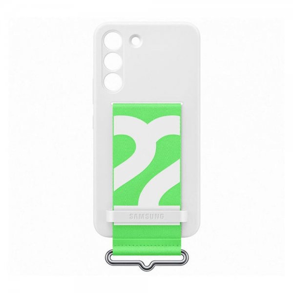 Samsung Original Galaxy S22 Plus Deksel Silicone Cover with Strap Hvit