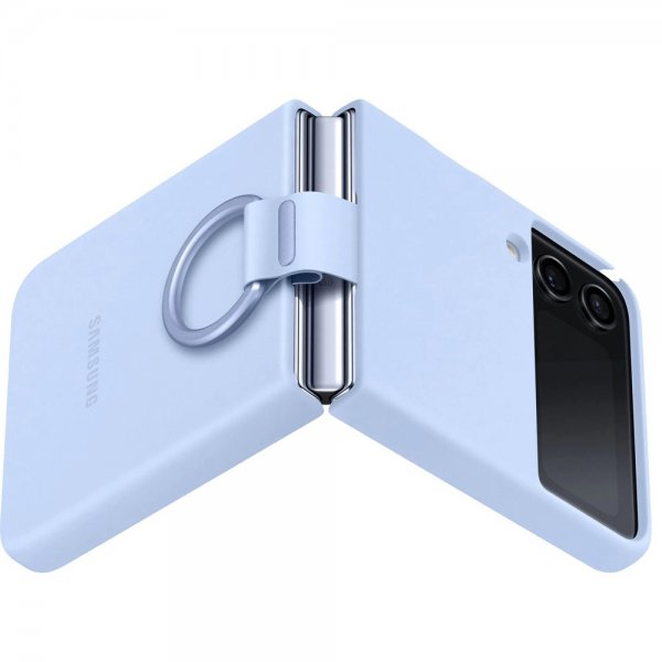 Samsung Original Galaxy Z Flip 4 Deksel Silicone Cover with Ring Arctic Blue