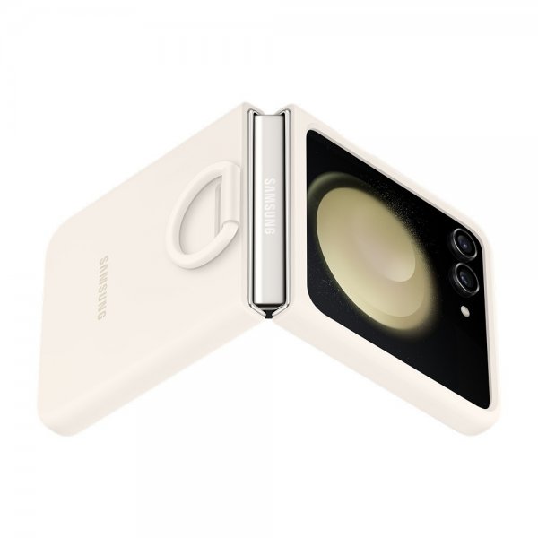 Samsung Original Galaxy Z Flip 5 Deksel Silicone Case with Ring Cream