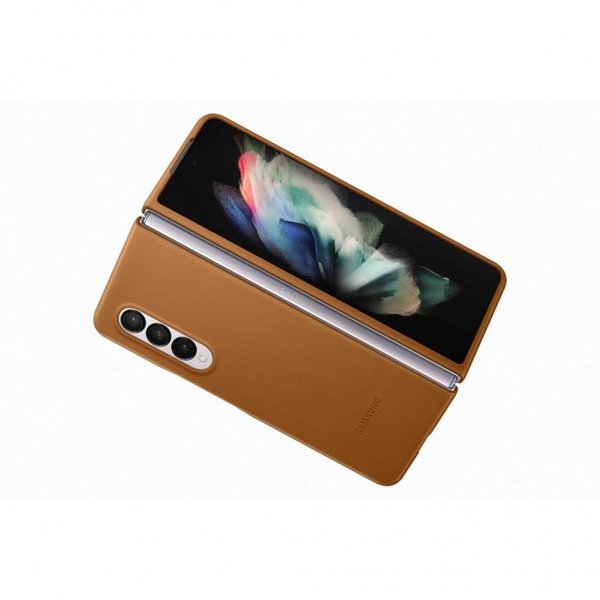 Samsung Original Galaxy Z Fold3 Deksel Leather Cover Camel