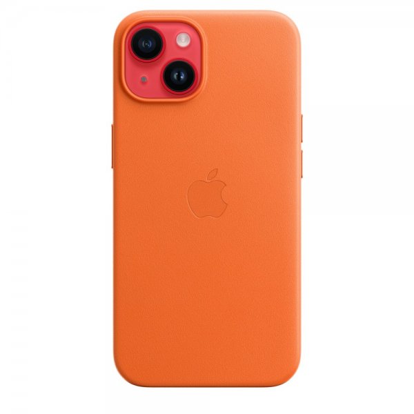 Apple Original iPhone 14 Plus Deksel Leather Case MagSafe Oraneje