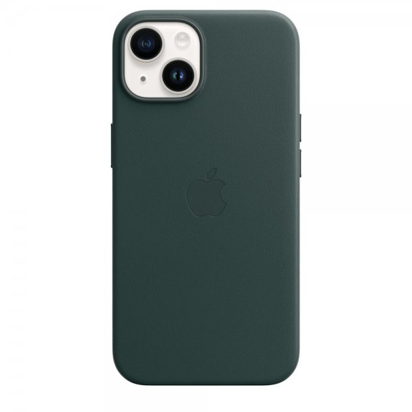Apple Original iPhone 14 Plus Deksel Leather Case MagSafe Skoggrønn