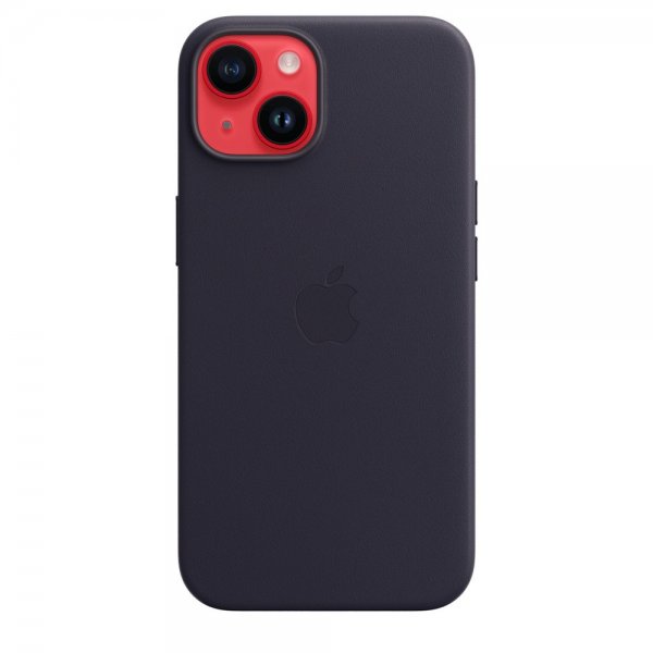 Apple Original iPhone 14 Plus Deksel Leather Case MagSafe Svart Lilla