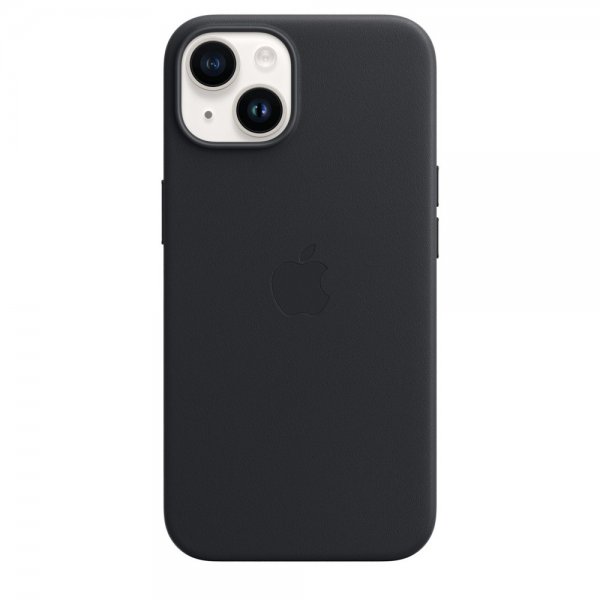 Apple Original iPhone 14 Deksel Leather Case MagSafe Midnatt