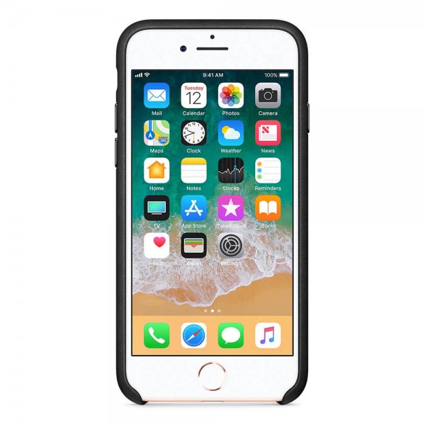 Apple Original iPhone 8 Deksel Leather Case Svart