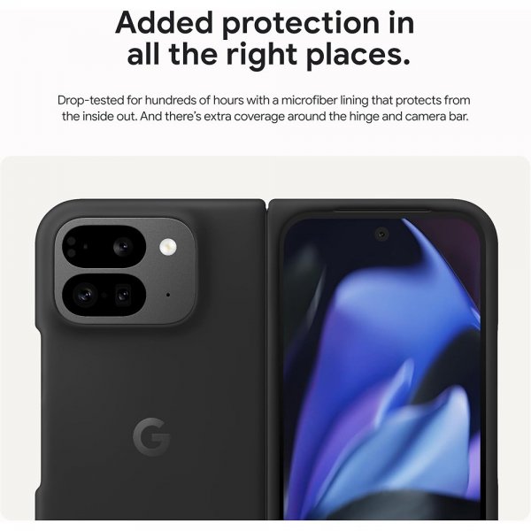 Google Original Pixel 9 Pro Fold Deksel Silikon Obsidian