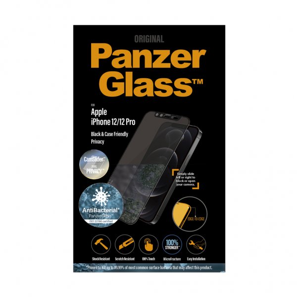 PanzerGlass iPhone 12/iPhone 12 Pro Skjermbeskytter Edge-to-Edge Camslider Privacy