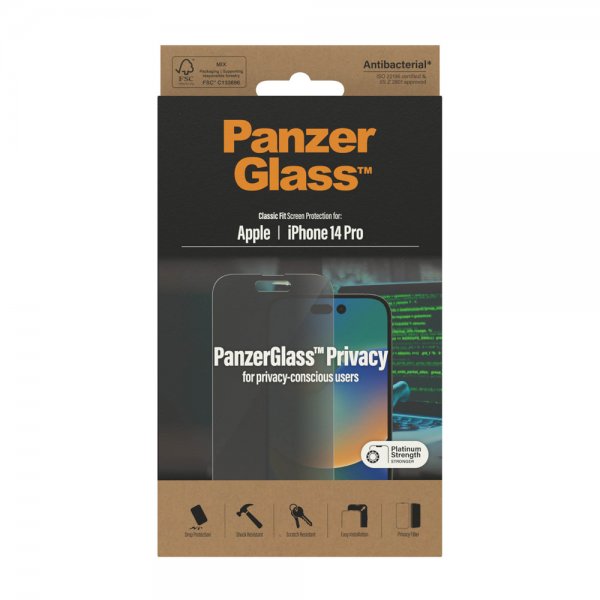 PanzerGlass iPhone 14 Pro Skjermbeskytter Classic Fit Privacy