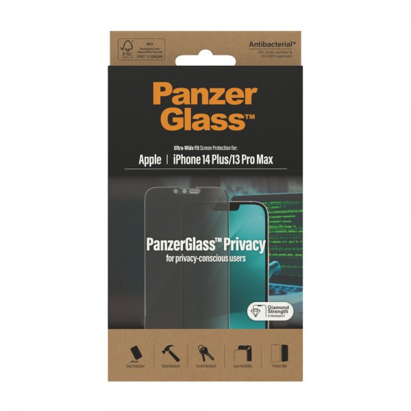 PanzerGlass iPhone 13 Pro Max/iPhone 14 Plus Skjermbeskytter Ultra-Wide Fit Privacy
