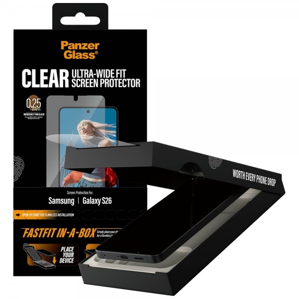 PanzerGlass Samsung Galaxy S26 Skjermbeskytter Fastfit In-a-Box