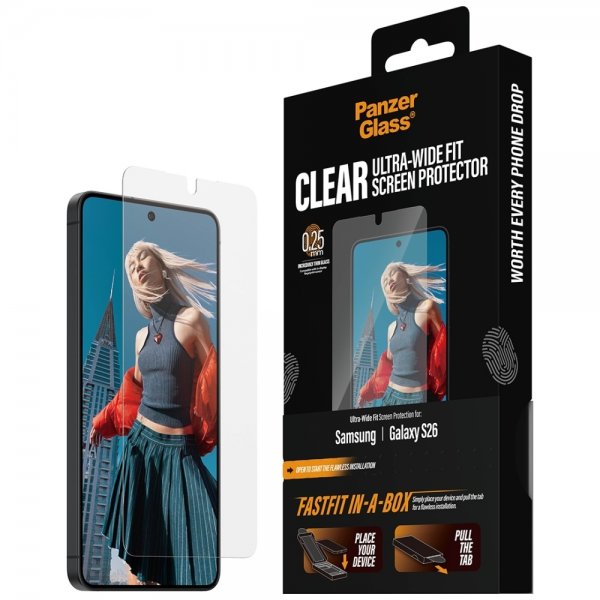 PanzerGlass Samsung Galaxy S26 Skjermbeskytter Fastfit In-a-Box