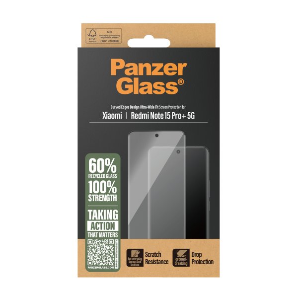 PanzerGlass Xiaomi Redmi Note 15 Pro+ 5G Skjermbeskytter Ultra-Wide Fit