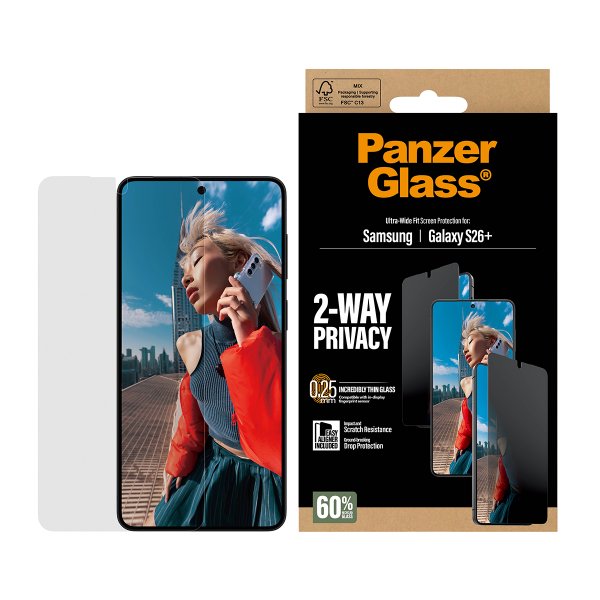 PanzerGlass Samsung Galaxy S26 Plus Skjermbeskytter Ultra-Wide Fit Privacy EasyAligner