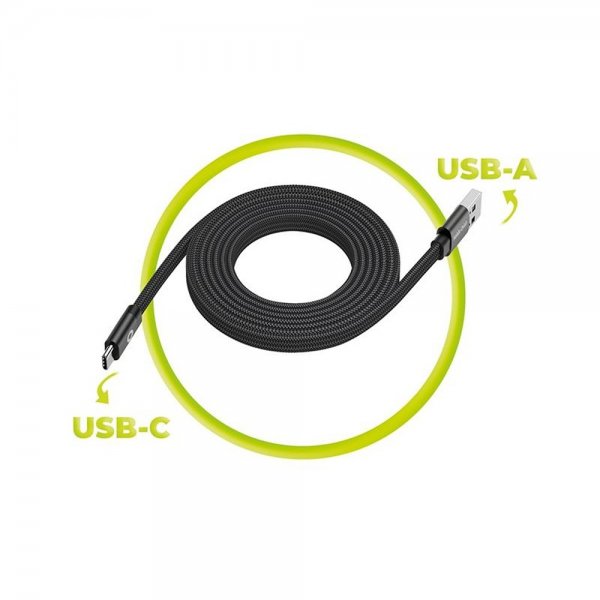 Mobile Origin Flat Kabel Magnetic USB-A to USB-C 1m Svart