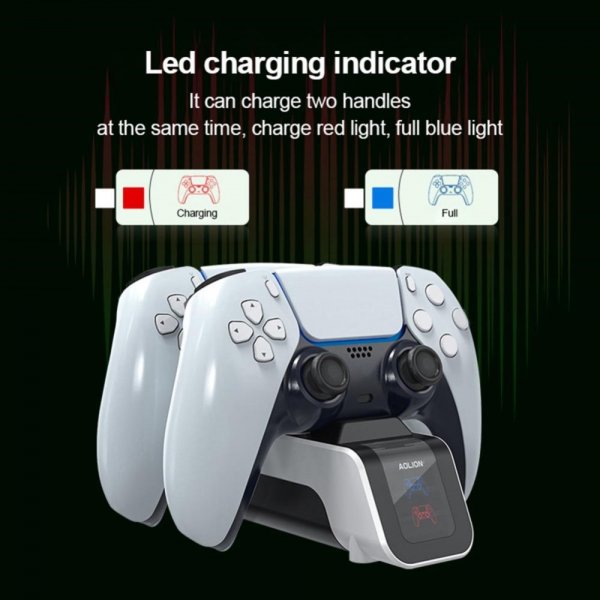 Aolion PlayStation 5 DualSense Kontroller Dobbel Ladedokking