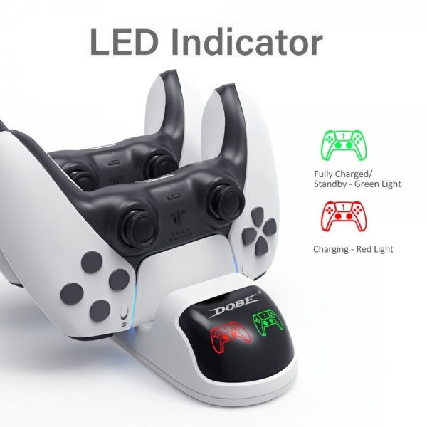 Dobe PlayStation 5 ladestasjon for to kontroller.